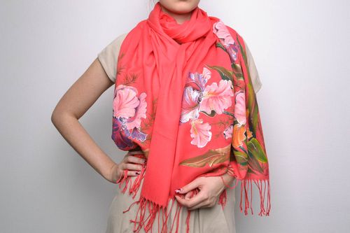Bufanda de cachemir con pintura de coral - MADEheart.com