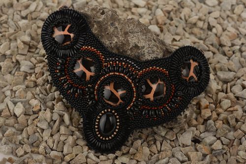 Collar de abalorios artesanal con cadenita 260 mm de noche bonito  - MADEheart.com