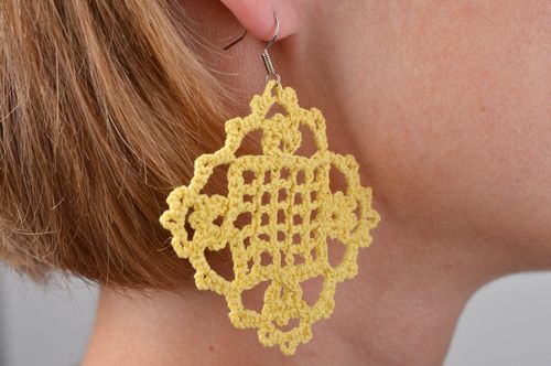 Large earrings crocheted earrings handmade accessory crocheted jewelry - MADEheart.com