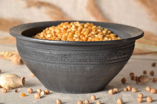 Deep black smoke ceramic bowl - MADEheart.com