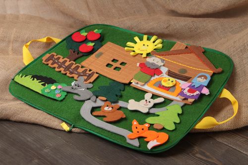 Bright handmade designer felt fabric soft toy tablet for children Kolobok - MADEheart.com