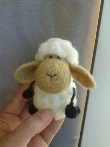 Small handmade collectible felted wool toy sheep - MADEheart.com