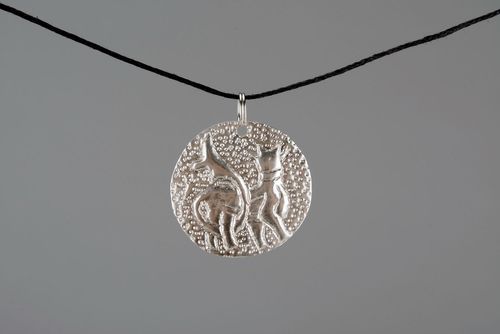 Brass pendant with silvering Lion - MADEheart.com