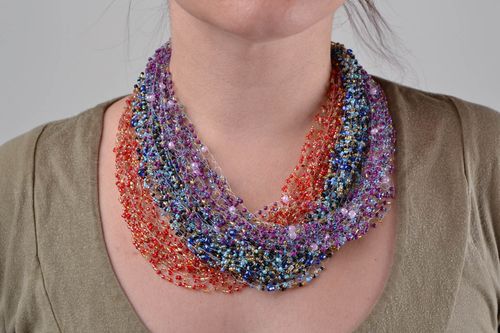 Airy beaded necklaces handmade designer seed beads jewelry 3 pieses - MADEheart.com