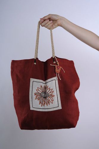Linen red bag  - MADEheart.com