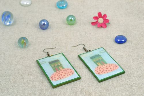 Handmade Ohrringe aus Holz Decoupage - MADEheart.com