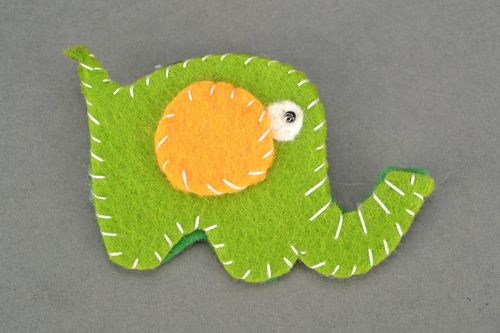 Felt brooch for children Green Elephant - MADEheart.com
