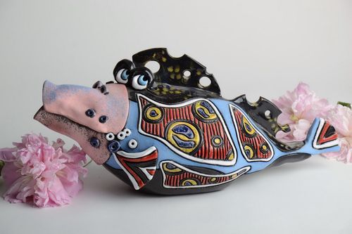 Statuetta interessante in argilla fatta a mano figurina decorativa in ceramica  - MADEheart.com