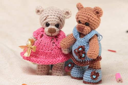 Set of 2 handmade beautiful crochet soft toys for kids and home decor Bears - MADEheart.com