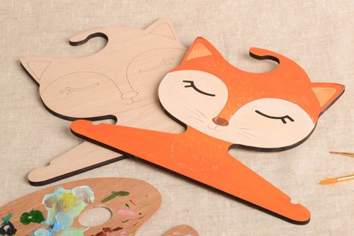 2 children handmade clothes hangers unique designer wooden accessory for room - MADEheart.com