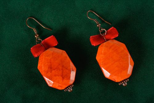 Handmade Damen Ohrringe Designer Schmuck Accessoires für Frauen modisch orange - MADEheart.com