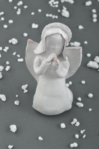 Unusual handmade ceramic figurine angel statuette room decor ideas home design - MADEheart.com