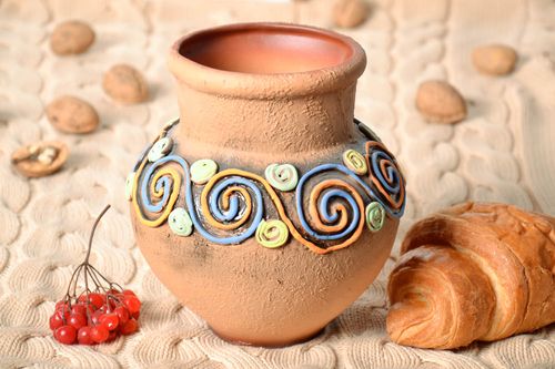 Clay village style 20 oz 6,3 inch 2 lb milk pitcher - MADEheart.com