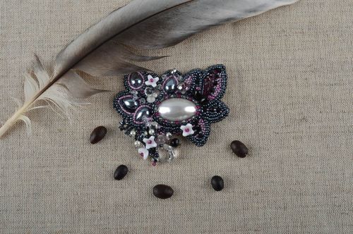 Womens handmade beaded brooch unusual brooch jewelry fashion accessories - MADEheart.com
