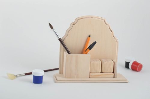 Organiseur de bureau fait main Pot à crayons en bois à peindre Déco maison - MADEheart.com