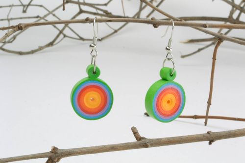 Multicolored paper quilling earrings  - MADEheart.com