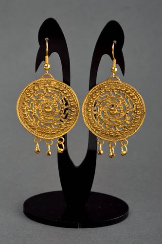 Round earrings metal jewelry handmade earrings fashion accessories gifts for her - MADEheart.com