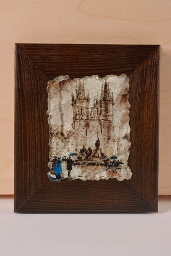 Stylish handmade wall hanging wooden wall panel glass art decorative use only - MADEheart.com