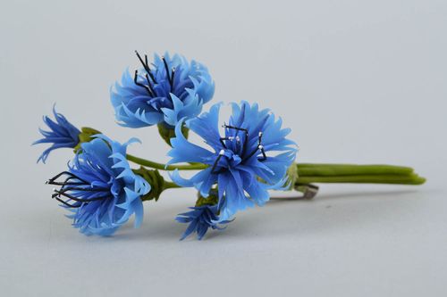 Blumen Haarspange aus Polymerton Roggenblumen - MADEheart.com