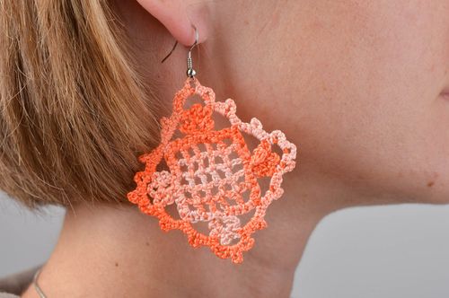 Handmade jewelry unusual earrings large earrings crocheted earrings gift ideas - MADEheart.com