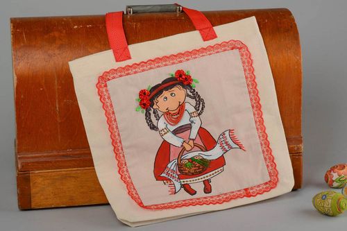 Stoff Tragetasche handgefertigt Geschenk für Frauen große Stofftasche bemalt - MADEheart.com