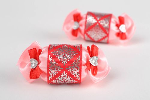 Beautiful pink handmade designer childrens hair ties set 2 pieces Candies - MADEheart.com