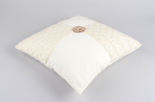 Weißes Kissen handmade Schlaf Kissen Geschenk Idee Baumwoll Kissen mit Knopf - MADEheart.com