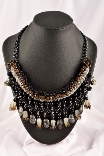 Designer glass beaded necklace handmade neck accessory with stones present - MADEheart.com