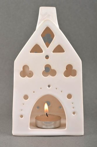 Portavelas de cerámica artesanal decoración de casa sostenedor de velas Casita - MADEheart.com