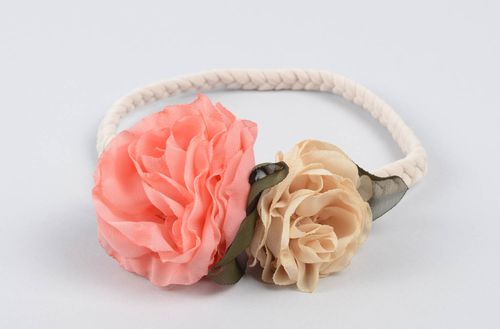 Stylish handmade textile headband stretch flower headband elegant hair - MADEheart.com