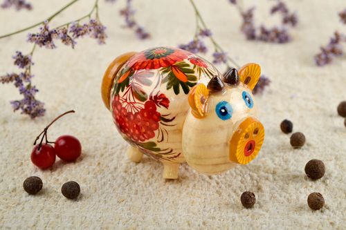 Handmade Salz Dose aus Holz Küchen Zubehör Aufbewahrung Gewürze bemaltes Schwein - MADEheart.com