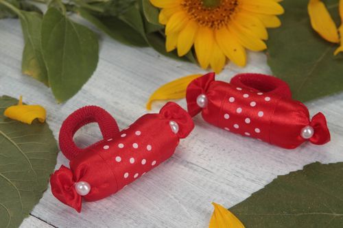 Set of 2 girls hair accessories hair ties hair scrunchies candy jewelry  - MADEheart.com