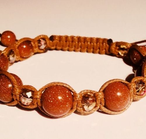 Beautiful handmade designer woven bracelet with aventurine stone and glass for women - MADEheart.com