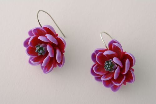 Polymer clay earrings Violet Lotus - MADEheart.com