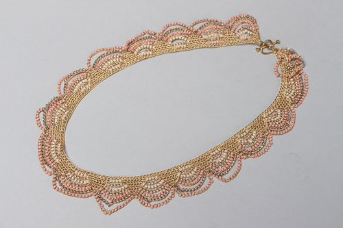 Collana fatta a mano di fili e perline girocollo originale accessorio originale - MADEheart.com