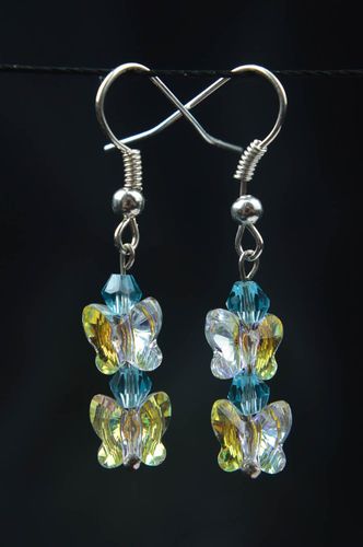 Pendientes artesanales de cristal bisutería fina accesorio para mujer Mariposas - MADEheart.com