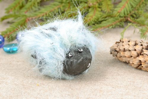 Unusual fluffy papier mache statuette - MADEheart.com