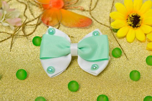 Barrette cheveux fait main Accessoire coiffure joli nœud bicolore Cadeau fille - MADEheart.com