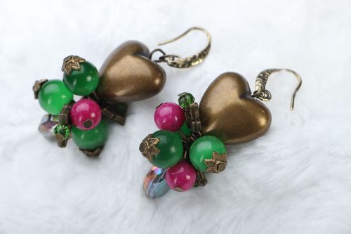 Orecchini di pietre naturali fatti a mano accessorio originale bello da donna - MADEheart.com