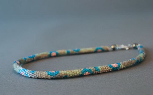 Necklace made from Czech sateen beads with metal fastener - MADEheart.com