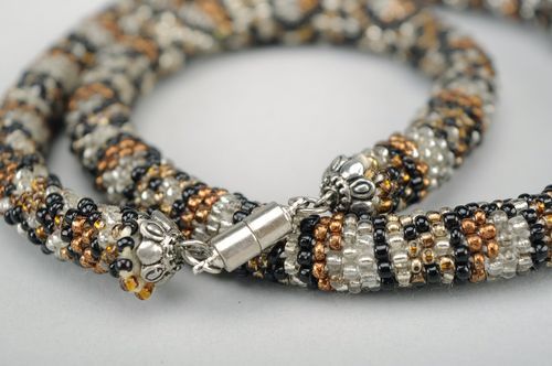 Beaded jute necklace Snakeskin - MADEheart.com