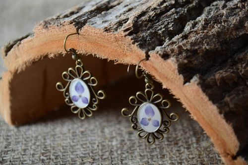 Handmade earrings unusual acvcessory epoxy resin jewelry handmade gift for her - MADEheart.com