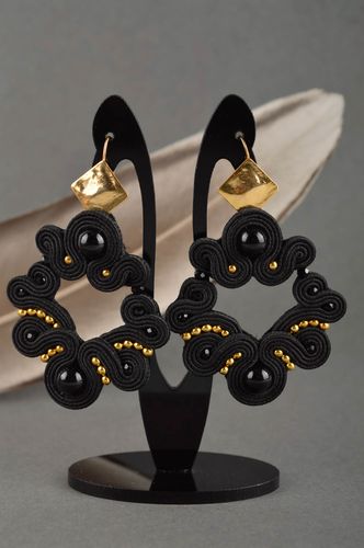Beautiful handmade soutache earrings beaded earrings accessories for girls - MADEheart.com