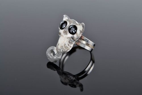 Кольцо ручной работы кольцо для девушек украшение из полимерной глины Котик - MADEheart.com
