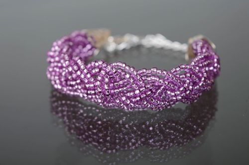 Bracelet en perles de rocaille original lilas  - MADEheart.com