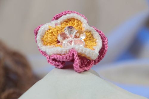 Flower scrunchy hand-crocheted scrunchies designer hair accessories for girls - MADEheart.com