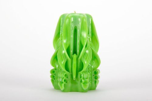 Handmade carved candle Green lily - MADEheart.com