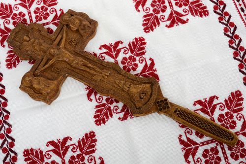 Handmade unusual carved cross wooden wall crucifix decorative use only - MADEheart.com