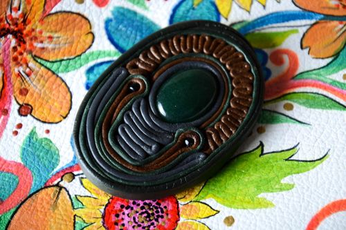 Handmade leather brooch leather jewelry designer leather brooch gift for her - MADEheart.com