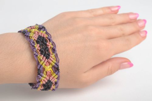 Bracelet textile Bijou fait main Accessoire femme large multicolore cadeau - MADEheart.com
